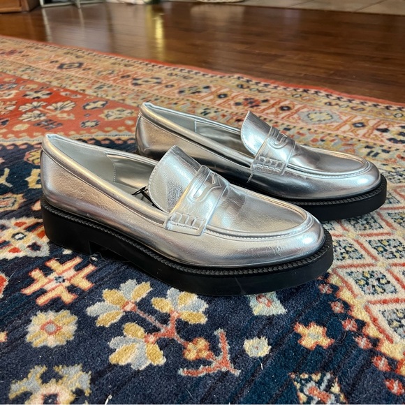 Zara Metallic Silver Loafers- Never worn - Picture 7 of 8